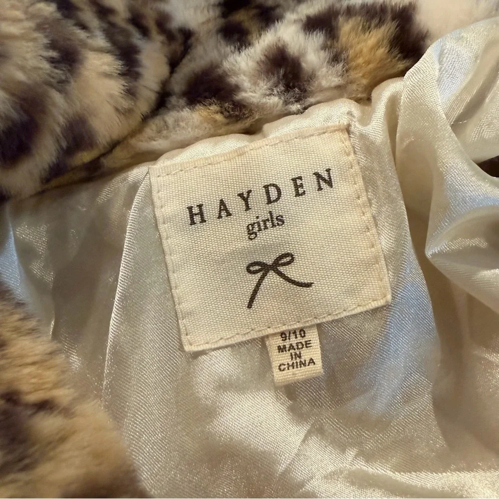Hayden Kids Leopard Print Faux Fur Coat